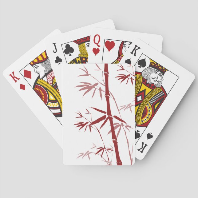 Jeu De Cartes Cartes de jeu en bambou rouge (dos)