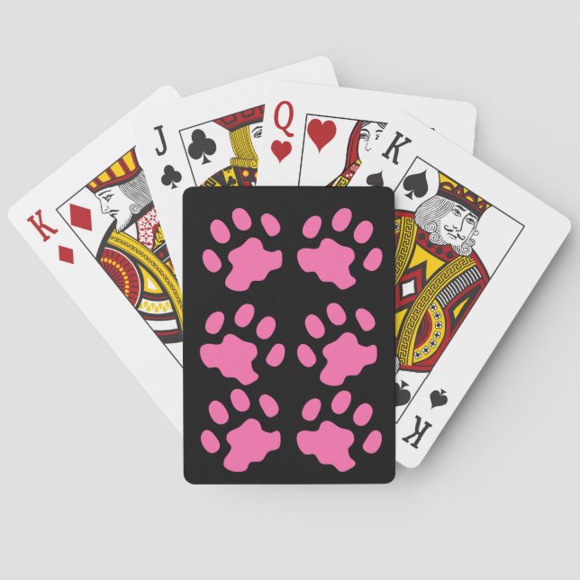 Jeu De Cartes Cartes de jeu en noir Pink Paws (dos)