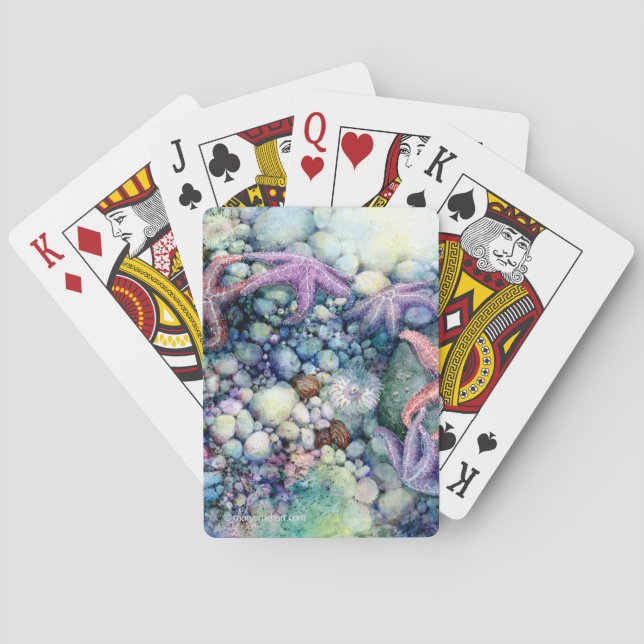 Jeu De Cartes Cartes de jeu - étoile de mer tidepool aquarelle (dos)