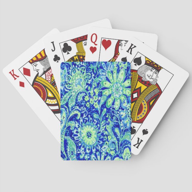 Jeu De Cartes Cartes de jeu Floral Bleu (dos)