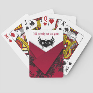 Jeu De Cartes Cartes de jeu florales gothiques rouges, noirs et