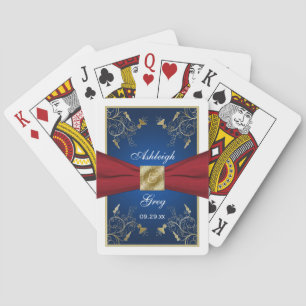 Jeu De Cartes Cartes de jeu florales rouges, blanches, bleues et