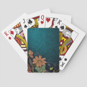 Jeu De Cartes Cartes de jeu gravées de fleurs sauvages