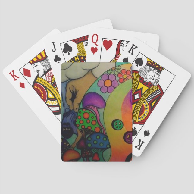 Jeu De Cartes Cartes de jeu hippies d'univers psychédélique (dos)