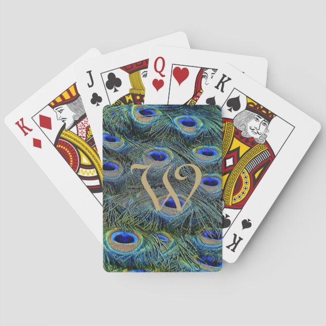 Jeu De Cartes Cartes de jeu Monogrammable Peacock Feather (dos)