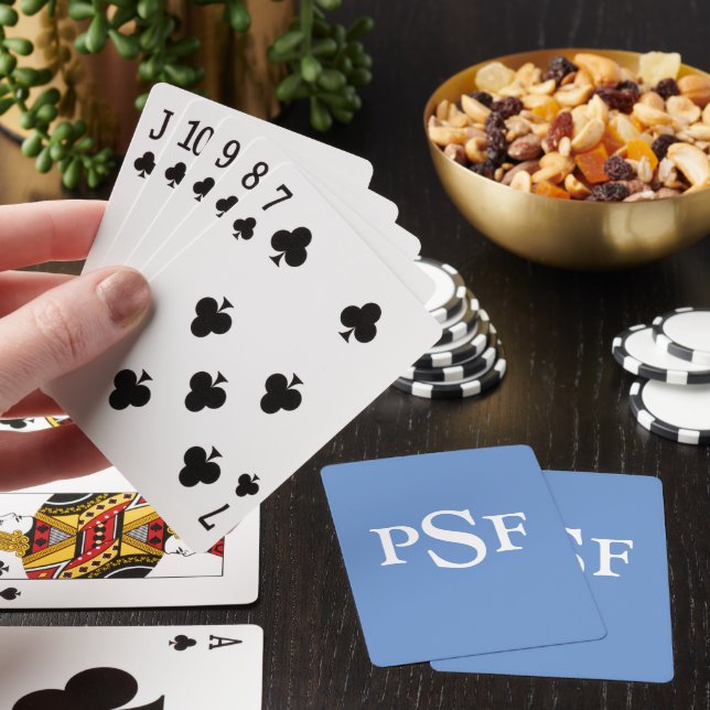Jeu De Cartes Cartes de Jeu Monogrammes Périwinkle et blanc (In Situ)