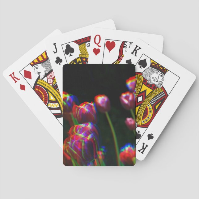 Jeu De Cartes Cartes de jeu olographes psychédéliques de fleurs (dos)