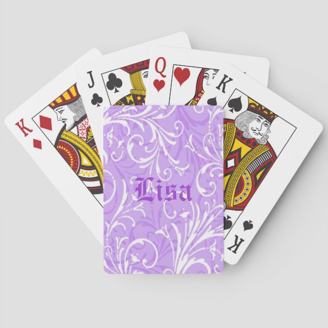 Jeu De Cartes Cartes de jeu personnalisées violettes ornementale (dos)