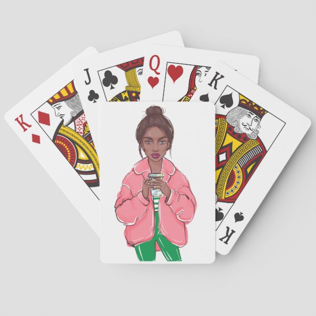 Jeu De Cartes Cartes de jeu rose et vert (dos)