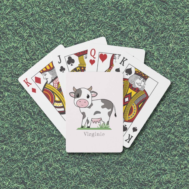 Jeu De Cartes Cartes De Jeu Rose Vache Cute (Cute Cow Pink Playing Cards)