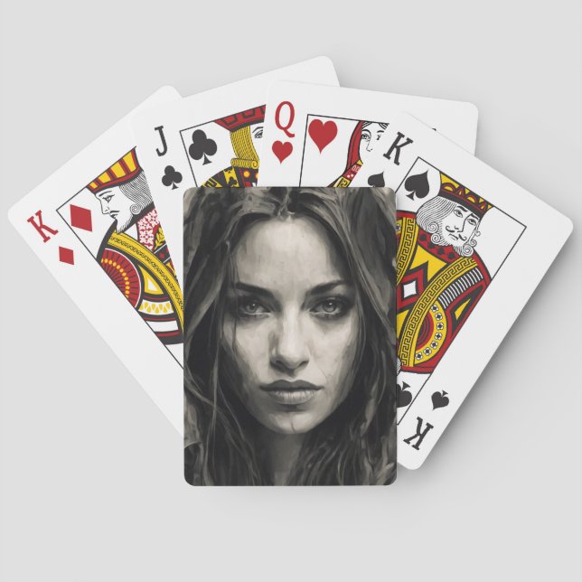 Jeu De Cartes Cartes de jeu Visage des femmes noires et blanches (dos)