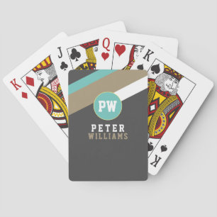 Jeu De Cartes Cartes de lecture diagonalement striées avec Monog