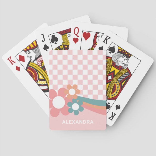 Jeu De Cartes Cartes de lecture rose mignon personnalisées (dos)