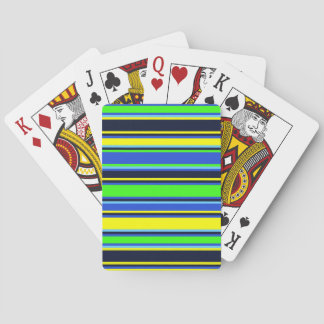 Jeu De Cartes Cartes de poker rayées bleu vif, vert citron et ja