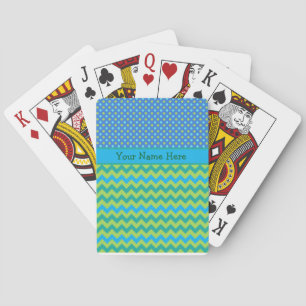 Jeu De Cartes Cartes personnalisées, Lunes Bleues Chevrons