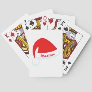 Jeu De Cartes Cartes personnalisées Red & White Santa Hat Jouer