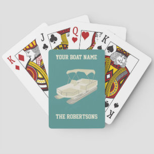 Jeu De Cartes Cartes personnalisées turquoise & Tan Pontoon Boat