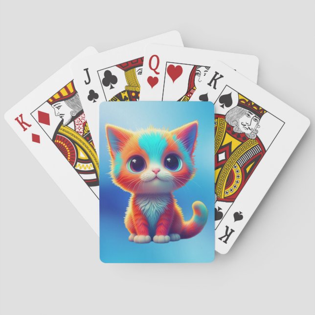 Jeu De Cartes Carton de Kitten couleur arc-en-ciel (dos)