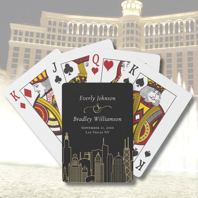 Jeu De Cartes Casino Las Vegas Skyline Black Gold White (Créateur téléchargé)
