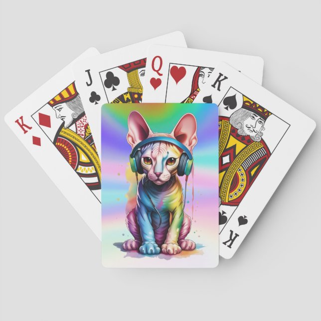 Jeu De Cartes Casque arc-en-ciel Sphynx Cat (dos)