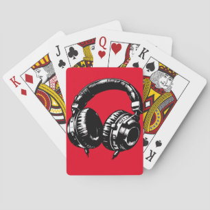 Jeu De Cartes Casque de musique noir pour DJ cadeau de fête d'an