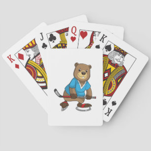 Jeu De Cartes Castor au hockey sur glace avec bâton de hockey su