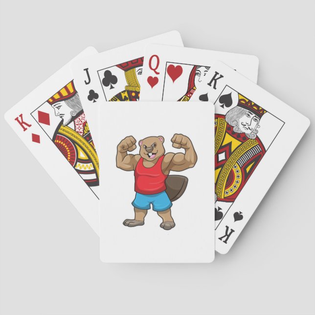 Jeu De Cartes Castor en Bodybuilder avec gros bras (dos)