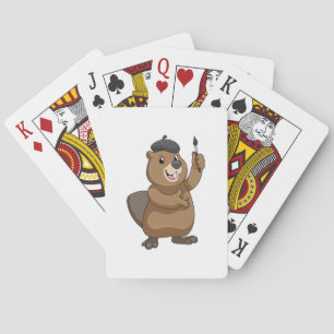 Jeu De Cartes Castor en peintre avec pinceau