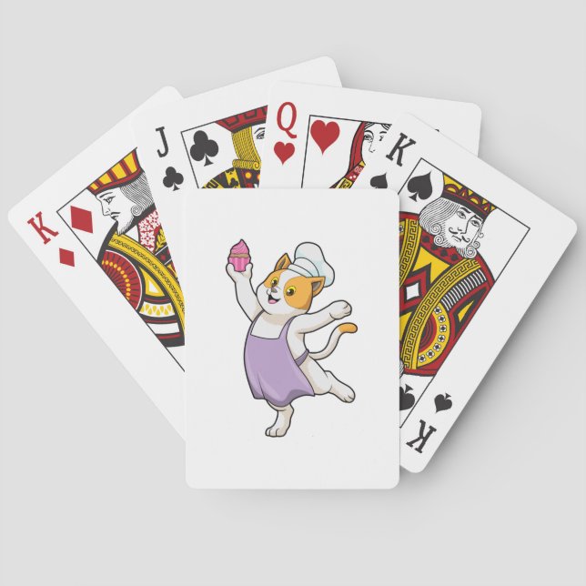 Jeu De Cartes Cat as Cook with Cooking apron & Muffin (dos)
