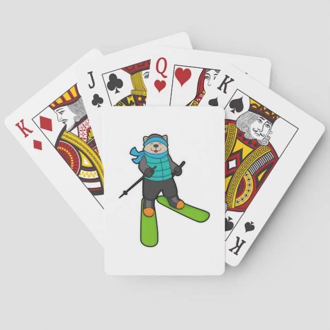 Jeu De Cartes Cat as Skier with Ski (dos)