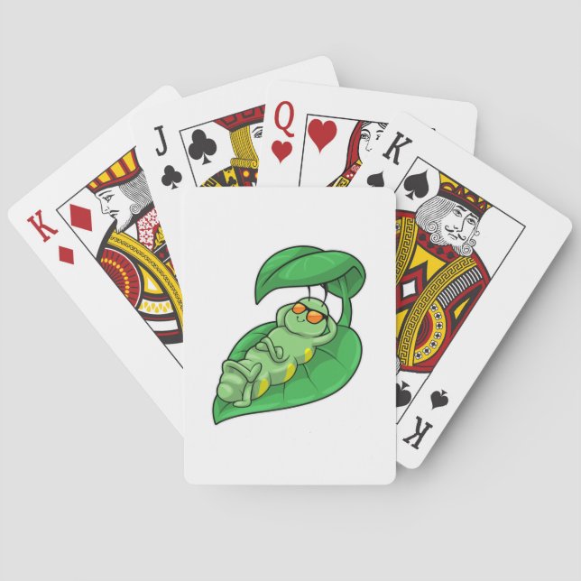 Jeu De Cartes Caterpillar avec feuille (dos)