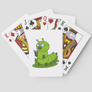 Jeu De Cartes Caterpillar Nerd avec lunettes et livre