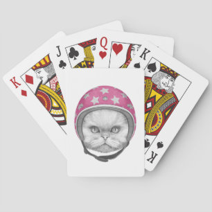 Jeu De Cartes Cavalier de moto de chat persan