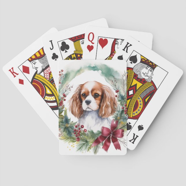 Jeu De Cartes Cavalier King Christmas Wreath Festive Pup (dos)
