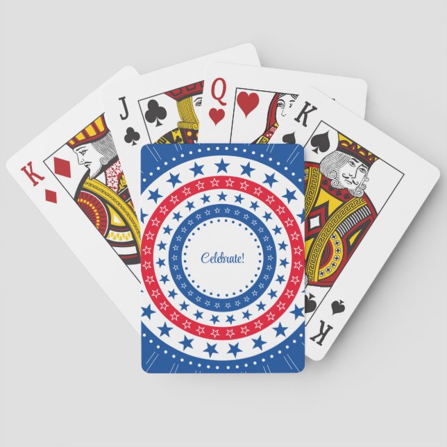 Jeu De Cartes Célébrez les étoiles rouge, blanc et bleu (dos)