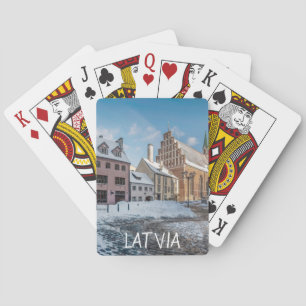 Jeu De Cartes Centre-ville hivernal neige à Riga, Lettonie