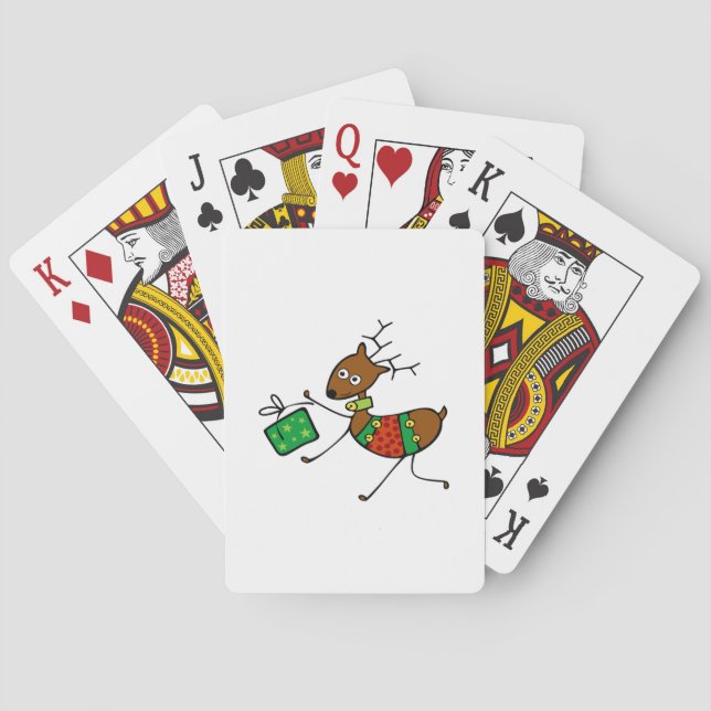 Jeu De Cartes Cerfs communs de Noël de bande dessinée (dos)