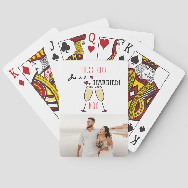 Jeu De Cartes Champagne Hearts Photo Juste Marié (dos)