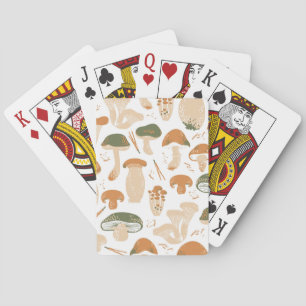 Jeu De Cartes Champignons comestibles Linocut Motif Vintage