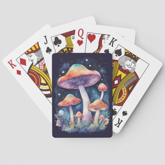 Jeu De Cartes Champignons cosmiques Aquarelle Style Art (dos)