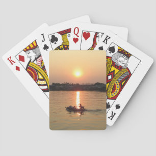 Jeu De Cartes Chao Phraya River Sunset ... Ayutthaya, Thaïlande