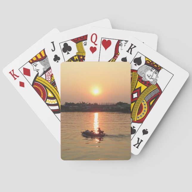 Jeu De Cartes Chao Phraya River Sunset ... Ayutthaya, Thaïlande (dos)