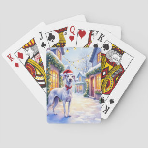 Jeu De Cartes Chapeau de Père Noël de Village enneigé Greyhound