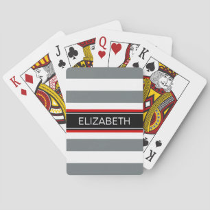 Jeu De Cartes Charcoal Wt Horz Preppy Stripe Black Name Monogram