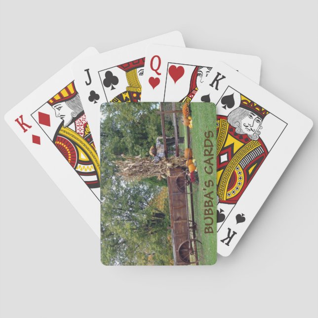 Jeu De Cartes Chariot d'autrefois de ferme de scène de chute, (dos)