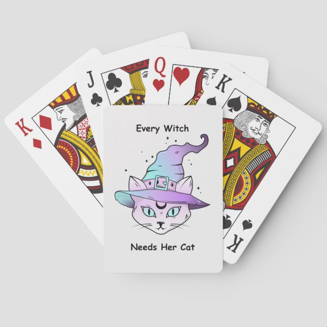 Jeu De Cartes Chat à sorcière lunaire (dos)