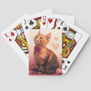 Jeu De Cartes Chat abyssinien avec Rose - Saint Valentin