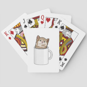 Jeu De Cartes Chat avec tasse de café