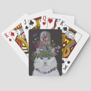 Jeu De Cartes Chat blanc avec cloche à papillon