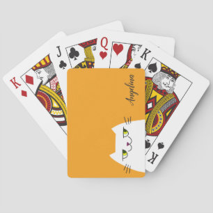 Jeu De Cartes Chat Blanc Moderne Drôle Mangue Mojito Monogrammé